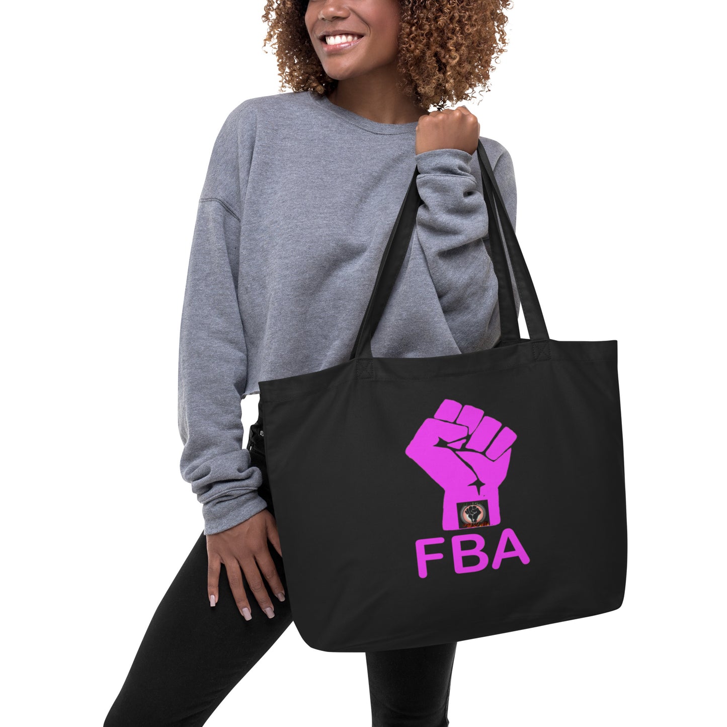 Large organic FBA tote bag Pink Fist