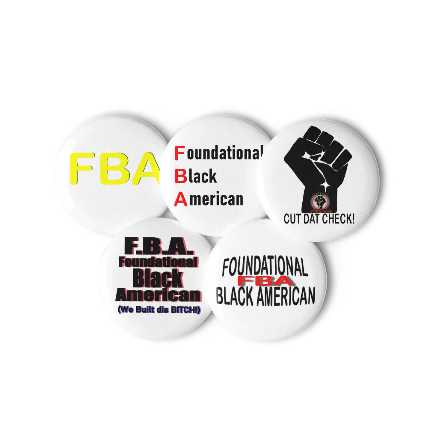 Set of 5 pin FBA DESIGN buttons