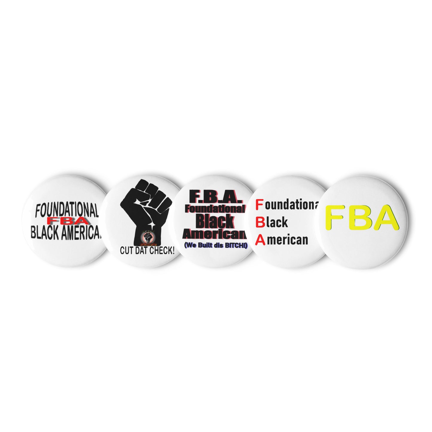 Set of 5 pin FBA DESIGN buttons